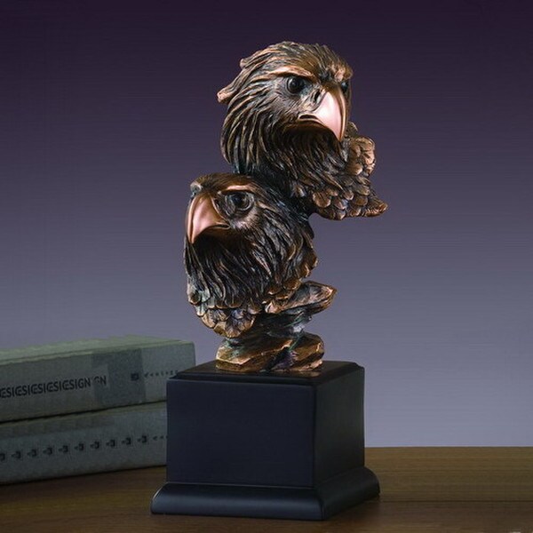 Double Eagle Heads Sculptural Busts American Bald Pair Artwork